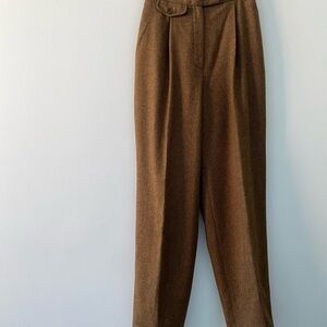 Ralph Lauren Brown Tweed Wool Dress Pants High-Waisted Tailored
